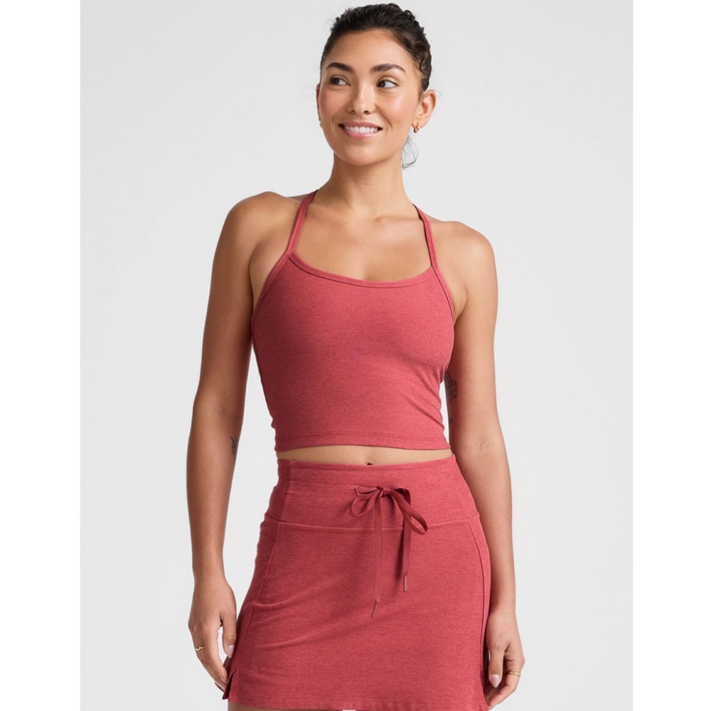 NWT Spacedye Slim Racerback Cropped Tank- Faded Rose Heather